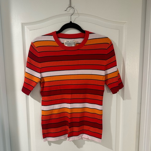 Tory Sport Tech Knit Short Sleeve Sweater, Size L - Picture 2 of 6